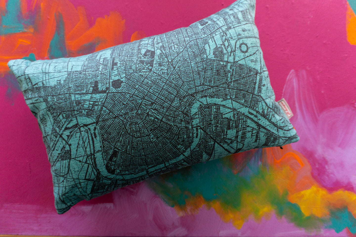 NOLA Map Pillow in Turquoise
